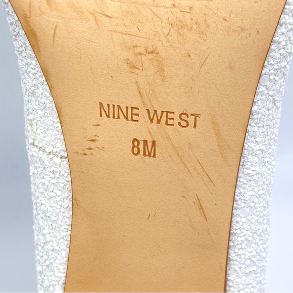 Nine West Womens Arlene White Glitter Point Toe Low Stiletto Heels Pumps Shoes 8 - Picture 14 of 16